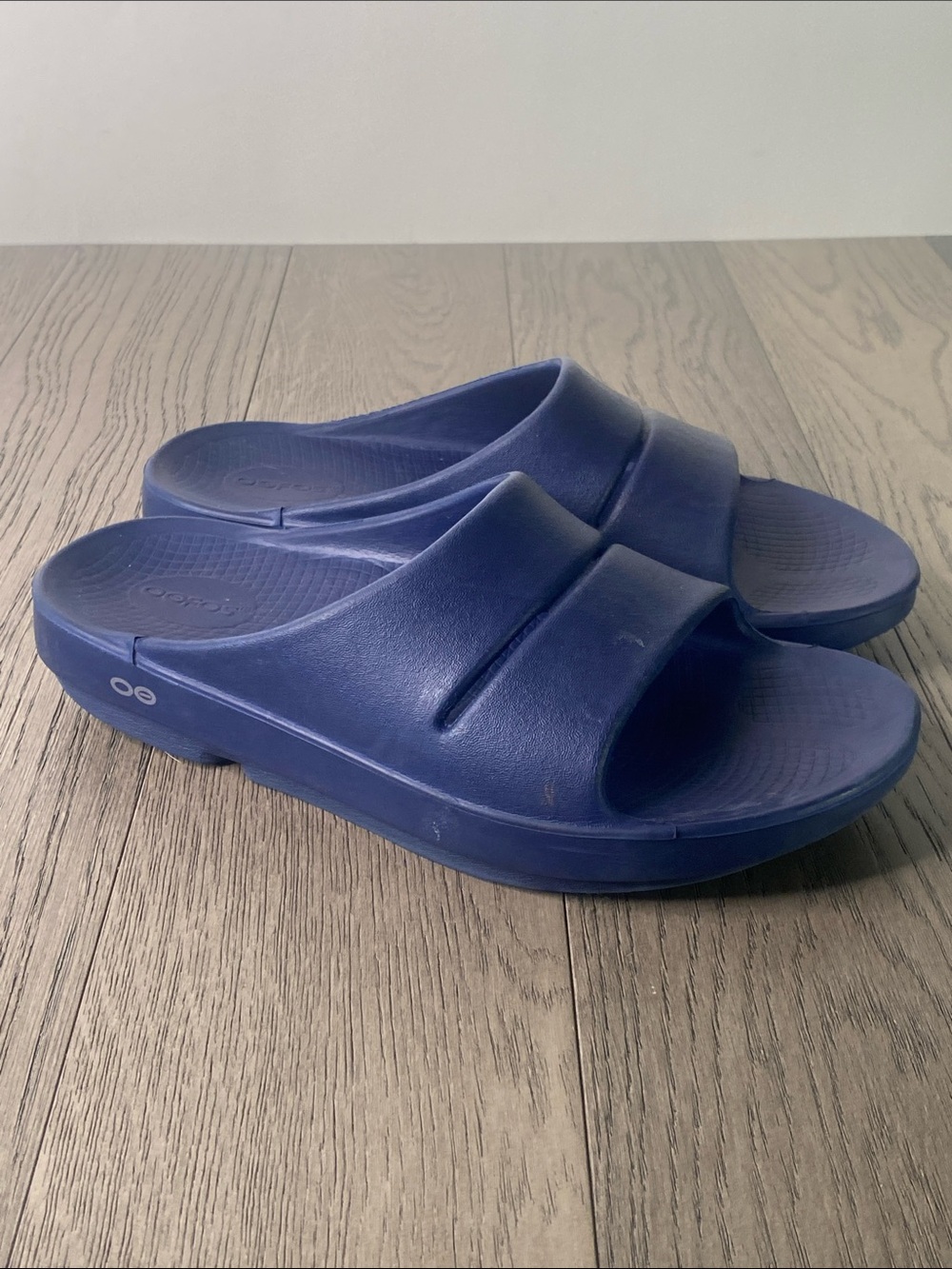 OOFOS Blue Slide Recovery Sandals